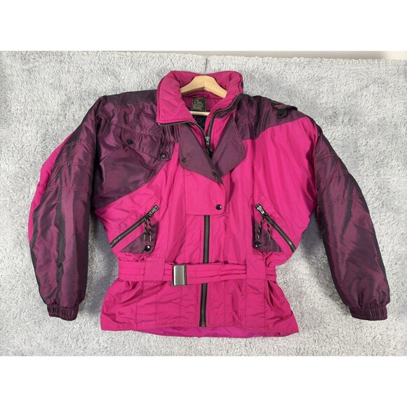 Vintage 90s Mountain Goat Pink Fushia Puffer‎ Ski Jacket Women Size M - Picture 1 of 10